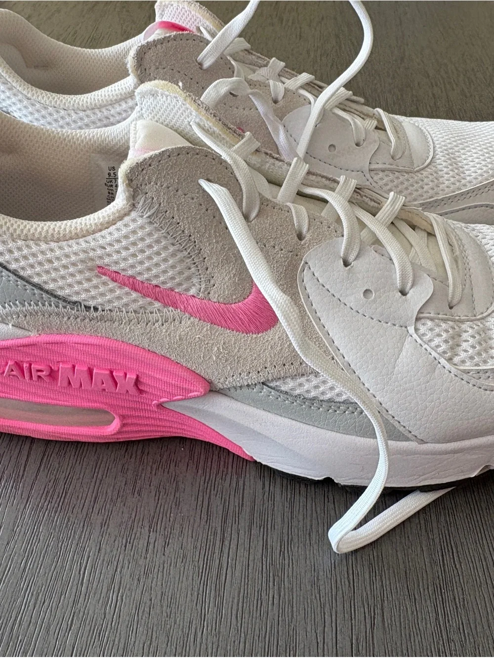 Nike White Air Max Excee Sneakers with Pink Accents